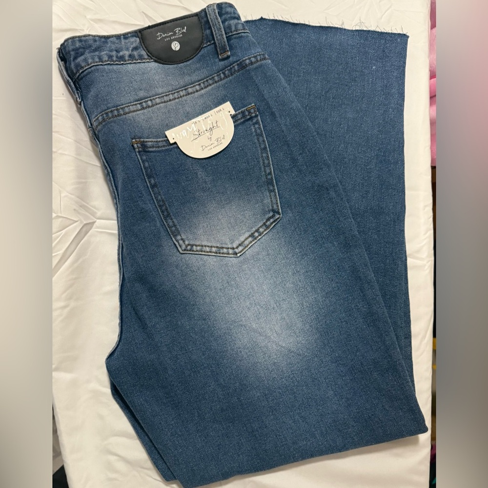 Demin Blvd Distressed Straight Leg Jeans | Size Large NWT
